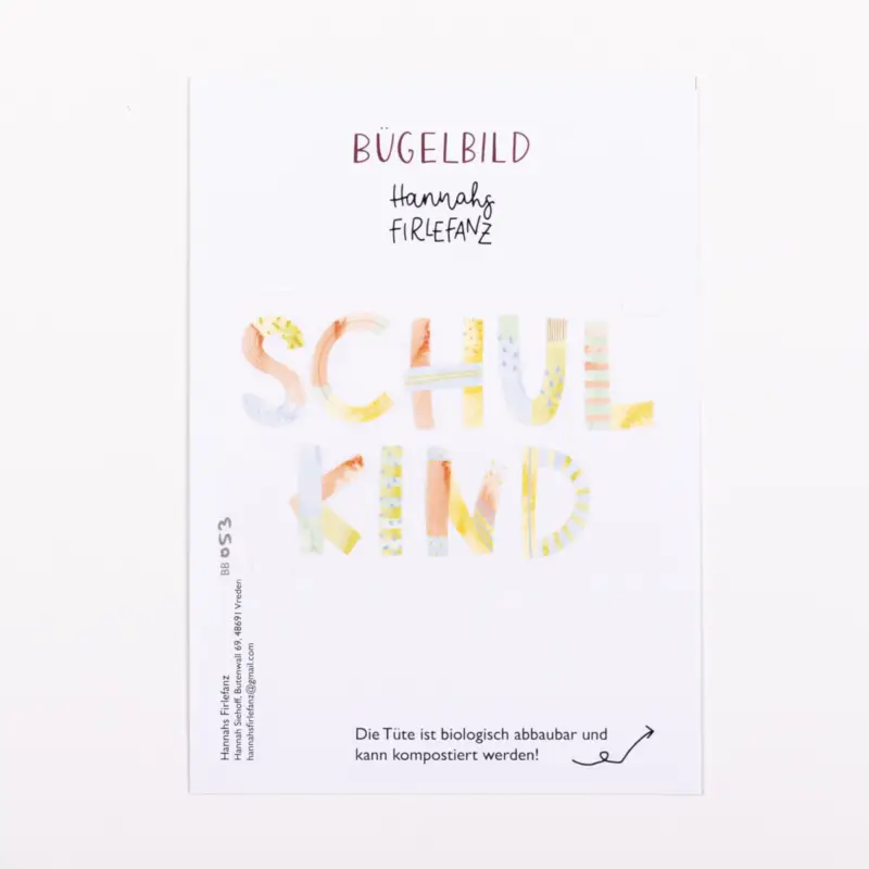 BÜGELBILD SCHULKIND Direkt Vom Hersteller
