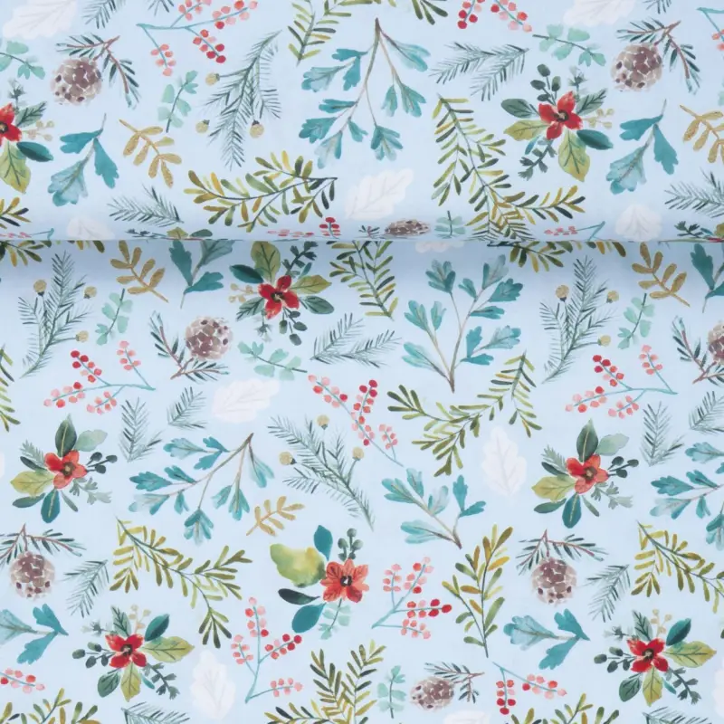 Knallerangebot POPLIN FESTIVE FLORA sky