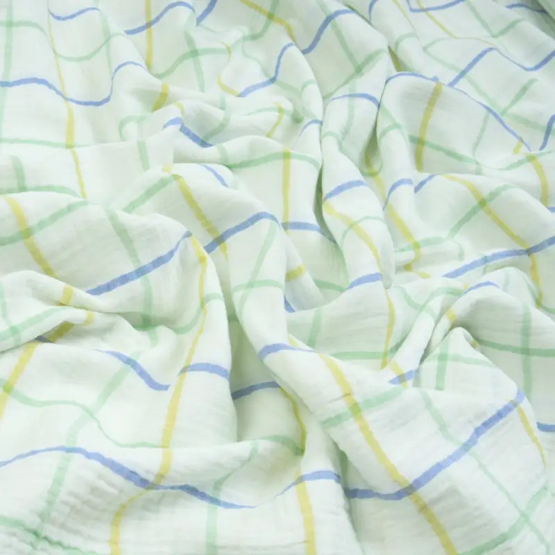 DOUBLE GAUZE COLOR GRID green Aktuell