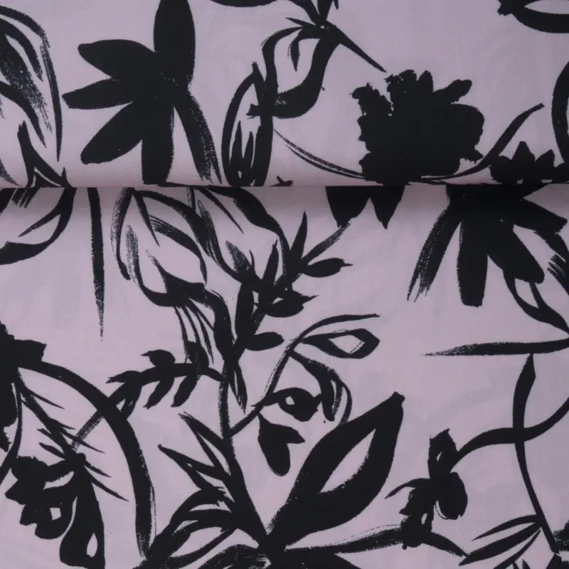 VISCOSE LILAC BLACK FLOWERS Meistverkauft