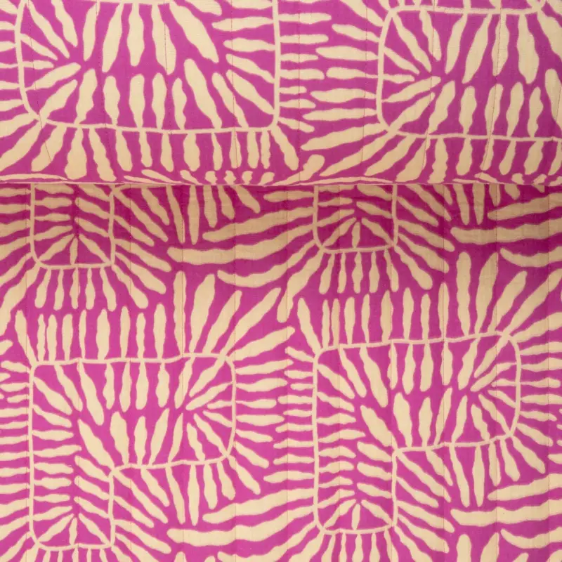 QUILTED DOUBLE GAUZE ABSTRACT fuchsia/apricot cream Saisonangebot