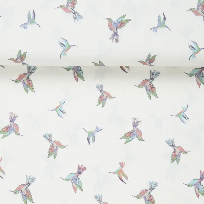 Markenware POPLIN BIRDS offwhite