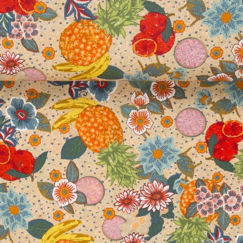 Abverkauf POPLIN BEES AND FRUITS ecru