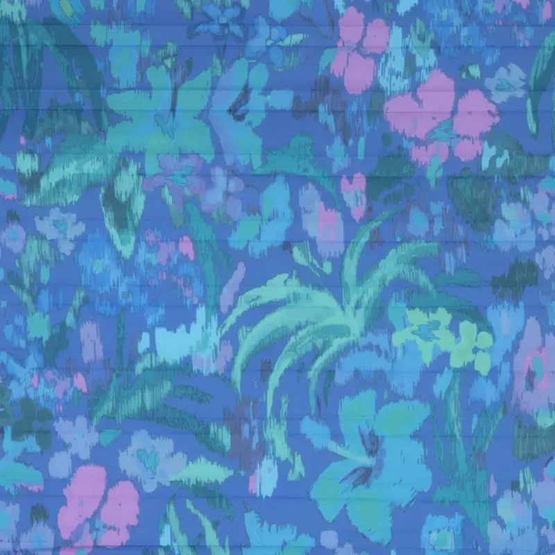 PLISSÉ SUMMER FLOWERS cobalt Geprüft