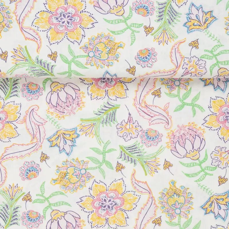 POPLIN POINTILLE FLOWERS pink Begrenztes Angebot