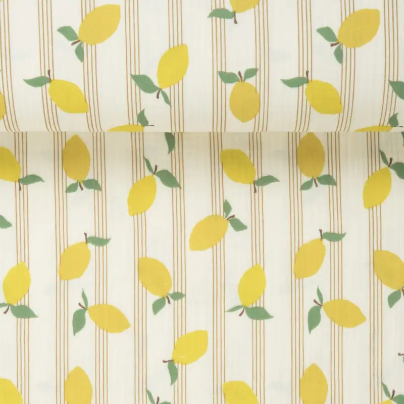 DOUBLE GAUZE LIMONE ecru stripes Rabatt