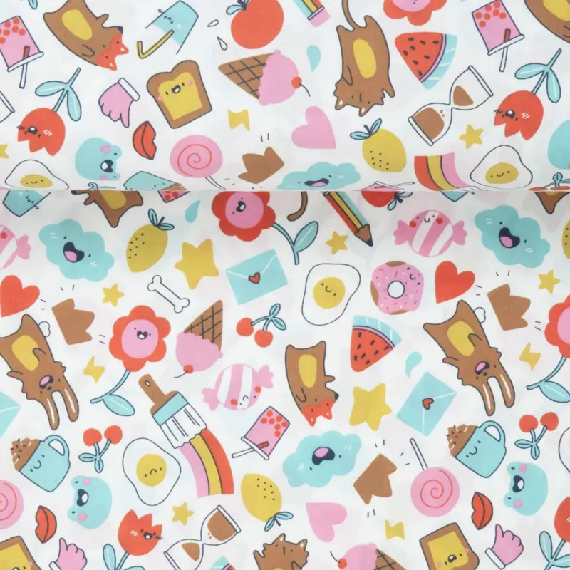 POPLIN KAWAII white Wochenendangebot