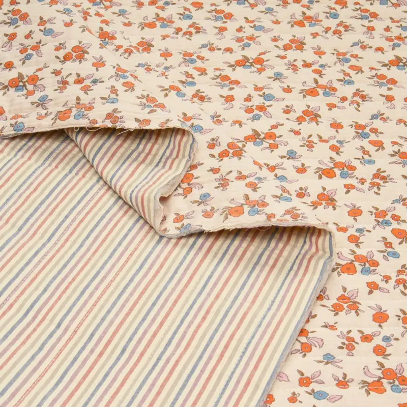 QUILTED BLOSSOM STRIPES peach sand Begrenztes Angebot