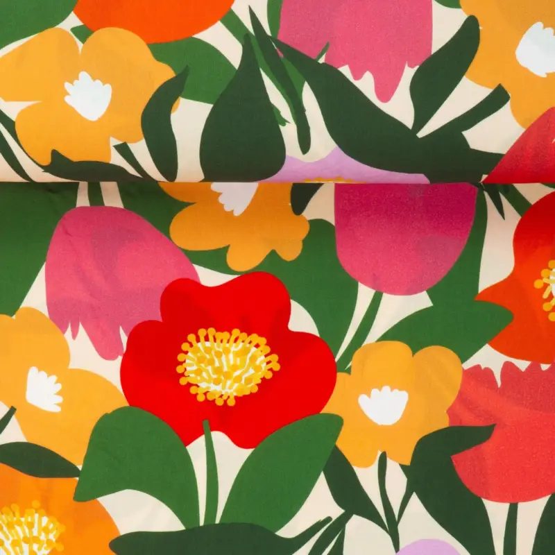 Mega-Angebot VISKOSE BIG FLOWERS ecru