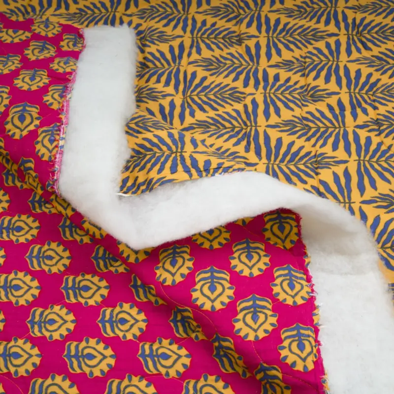 QUILTED DOUBLE GAUZE FERN ochre Neue Ware