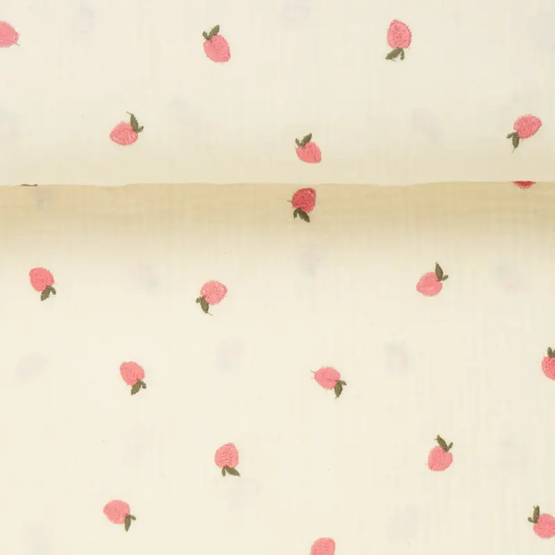 DOUBLE GAUZE EMBROIDERY PEACHES natural Jetzt Kaufen