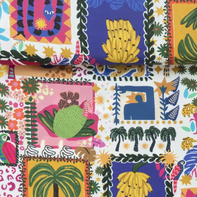 Versand Am Gleichen Tag BAUMWOLL SATIN TROPIC PATCHWORK