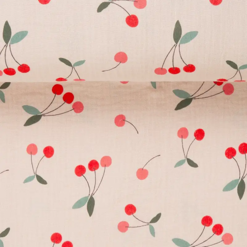 DOUBLE GAUZE CHERRIES red sand Aktuell