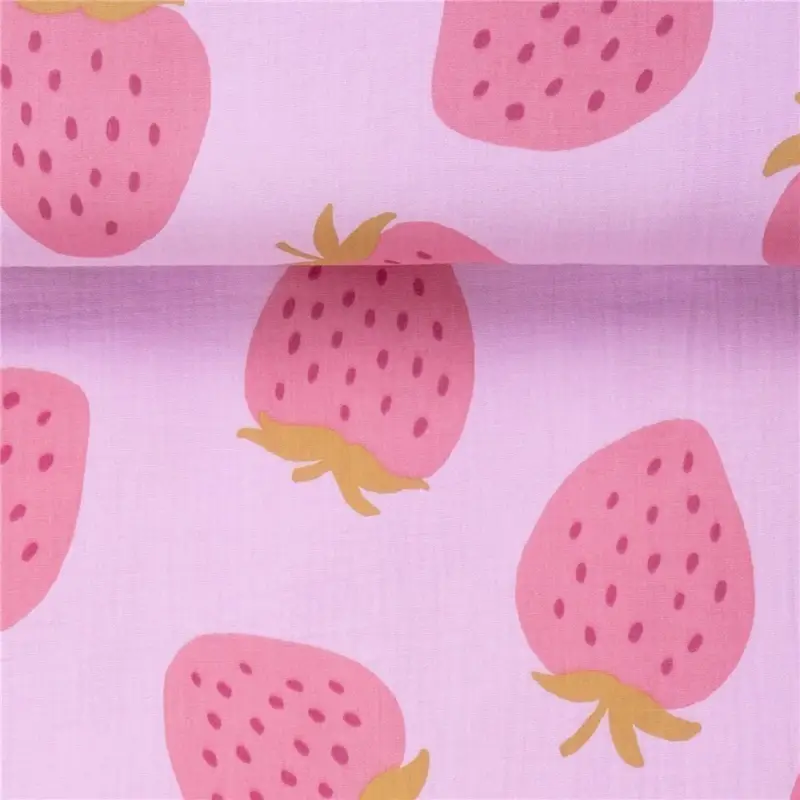 Preisreduziert DOUBLE GAUZE ERDBEERE pink