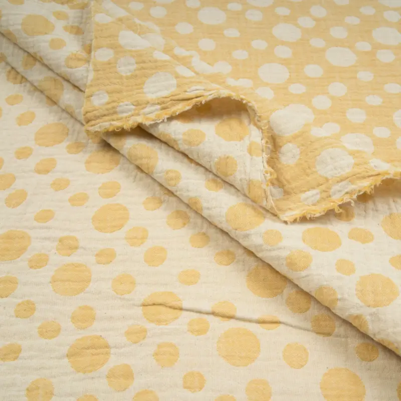 Garantierte Lieferung DOUBLE GAUZE JACQUARD DOTS yellow