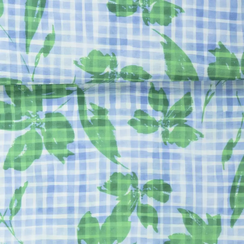VISCOSE BUBBLED CHECKED blue Schnäppchen