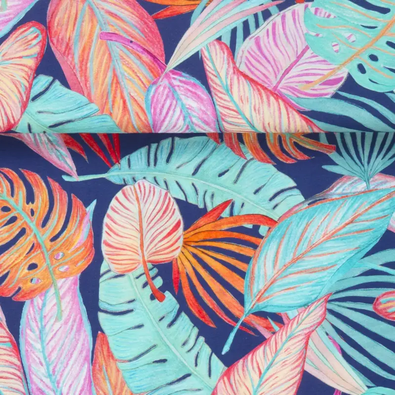 VISKOSE RAYON TORTOISE LEAVES blue Heißes Angebot