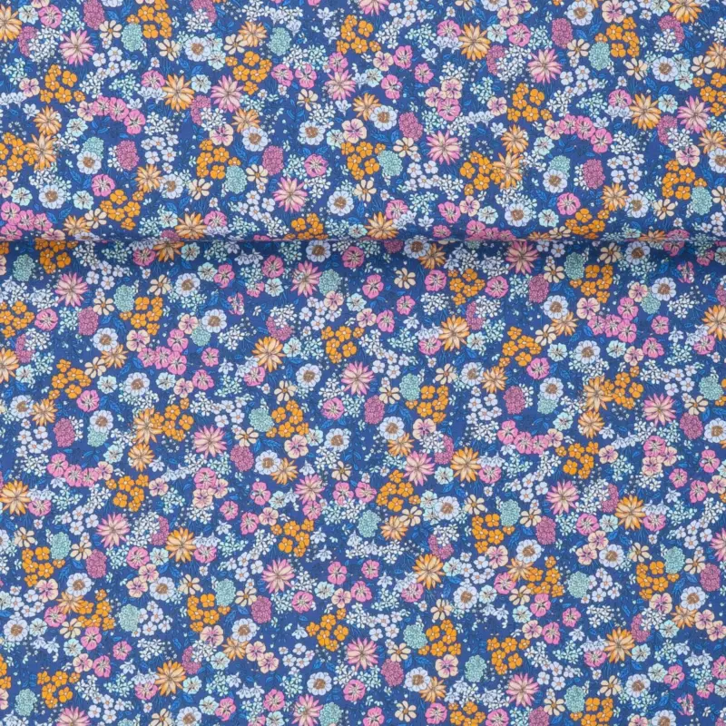 Sichere Zahlung POPLIN ECUATORIAN FLOWERS blue/orange