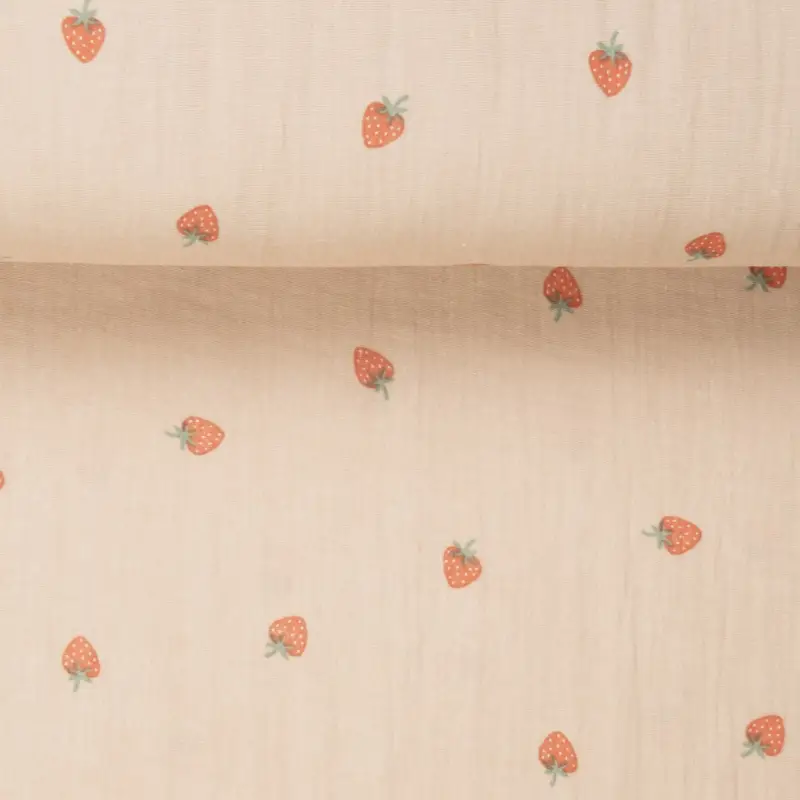 Solange Der Vorrat Reicht DOUBLE GAUZE ERDBEEREN soft apricot