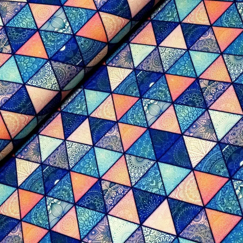 Neuheit 141x150 * Viskosejersey * Mandala Triangle * blue * RESTSTÜCK