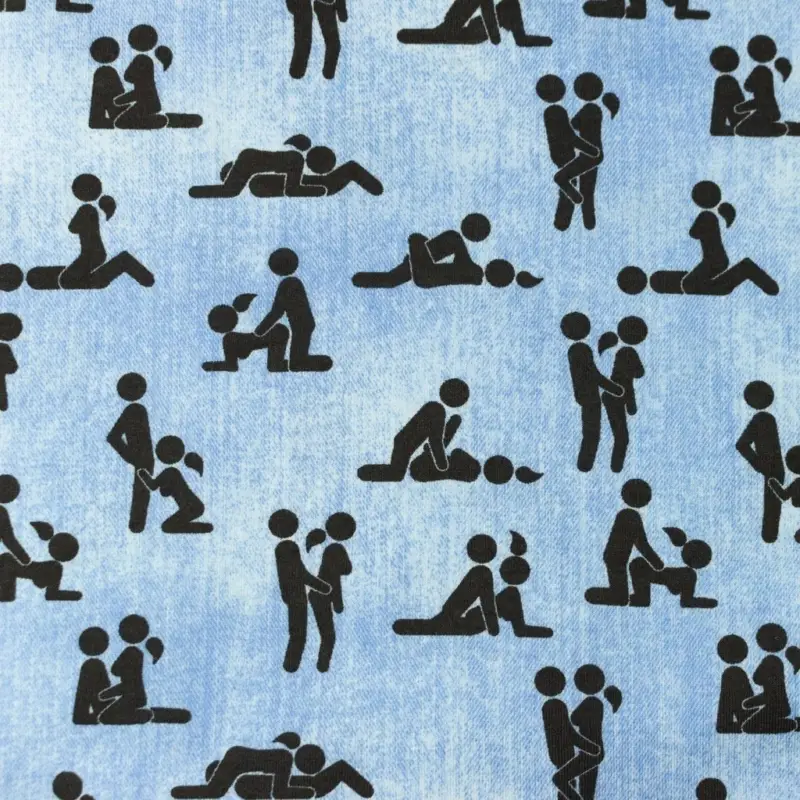 Begrenztes Angebot 68x150 * Jersey "Kamasutra" Looks like Denim * bleached * RESTSTÜCK