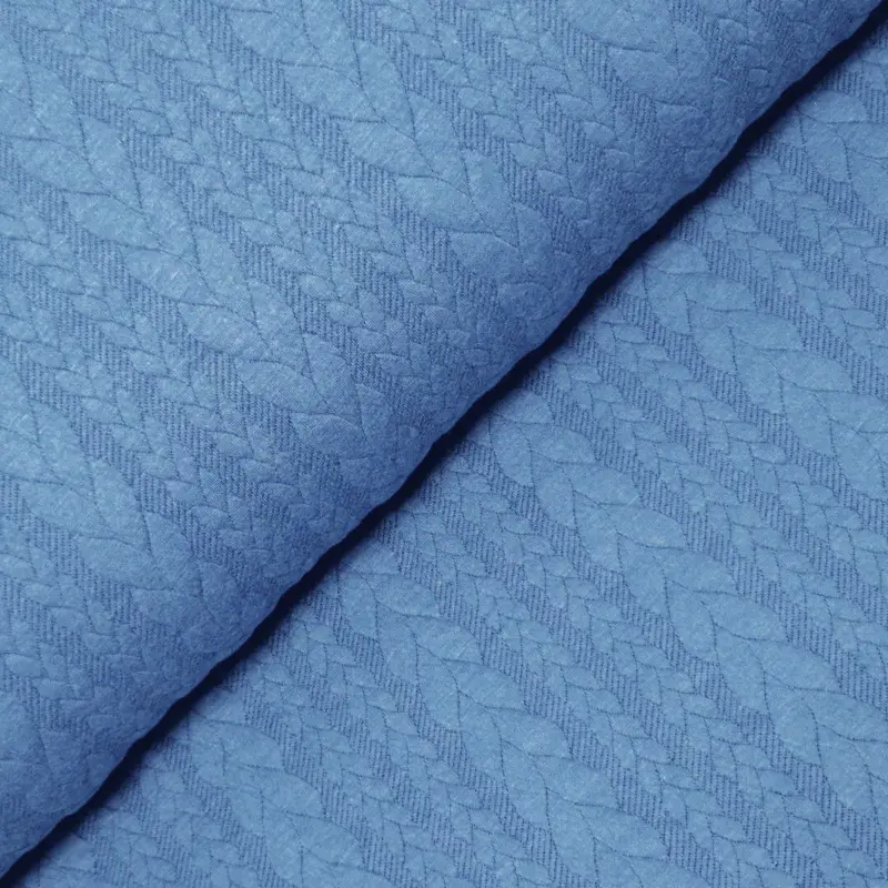 Neu Im Sortiment Steppstoff Zopfmuster * Jacquard * jeansblau