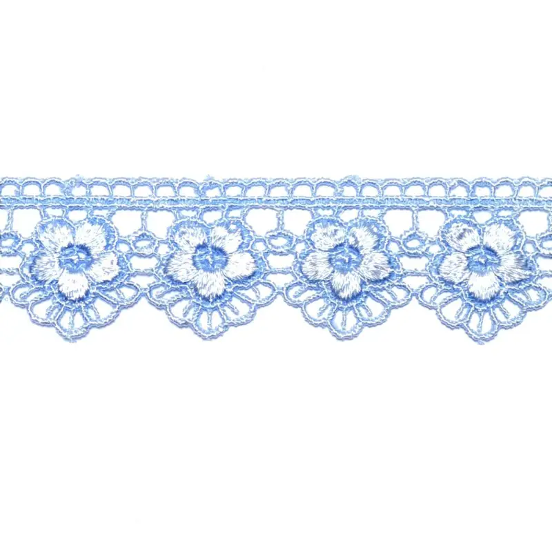Neu Im Sortiment Stickereispitze * Blume * hellblau
