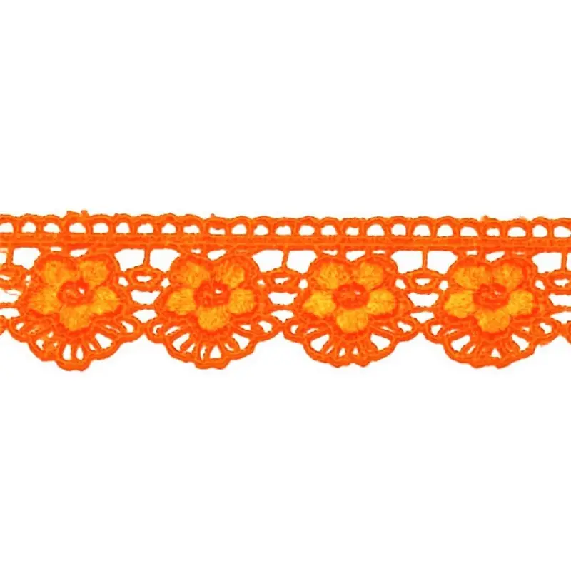 Markenware Stickereispitze * Blume * orange