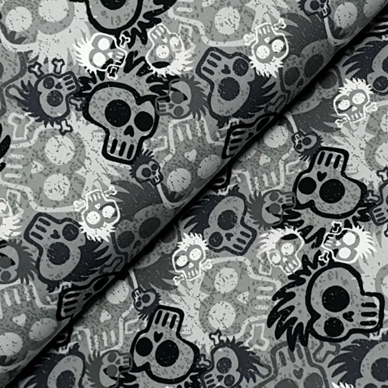 Solange Der Vorrat Reicht Sweat "Happy Skulls" grau