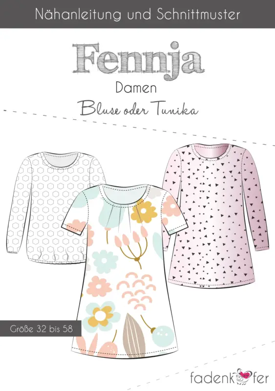 Papierschnittmuster Fennja für Damen 32-58 von Fadenkäfer Finale Aktion
