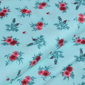 Baumwollstoff mint mit roten Blumen Sonderaktion