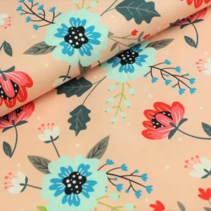 Baumwolljersey "Folkloric Flowers" - light salmon Begrenztes Angebot