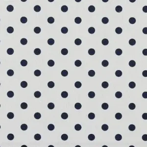 Baumwollstoff weiß mit großen navy Punkten Abverkauf