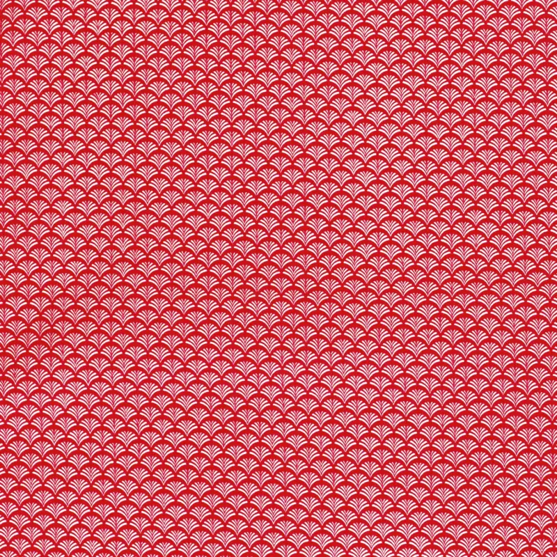 Baumwollstoff (Popeline) "Sunny" mit grafischen Wellen - rot (015) Neue Kollektion