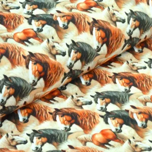 Digitaljersey Eigenproduktion "Horses" mit Pferden - beige Günstig
