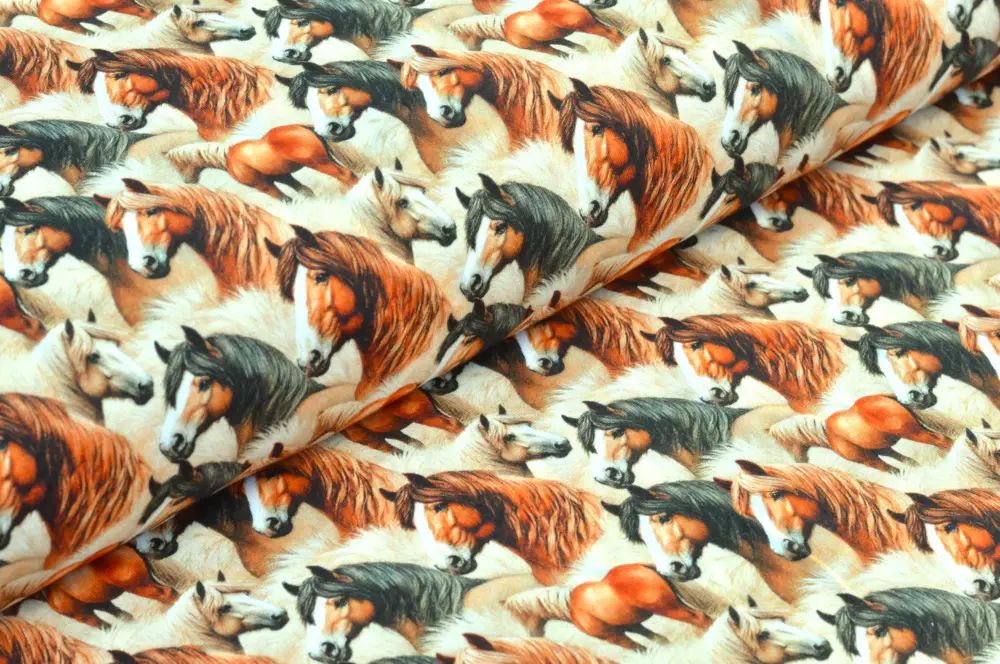 Digitaljersey Eigenproduktion "Horses" mit Pferden - beige Günstig