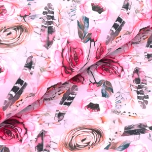 Digitaljersey Eigenproduktion mit Pfingstrosen, Rosen und Federn - rosa Garantierte Lieferung