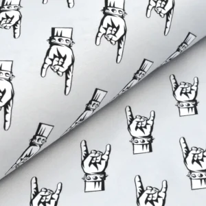Echt Digitaljersey Eigenproduktion "Rock on" mit Rocker-Handzeichen - hellgrau
