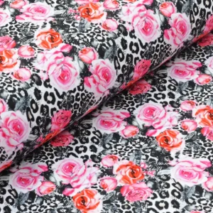 Digitaljersey Eigenproduktion mit Leo-Print und Rosen - weiß/schwarz Sonderaktion