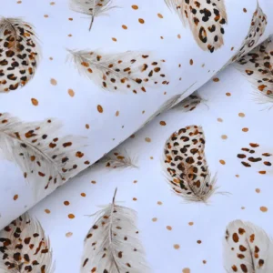 Digitaljersey Eigenproduktion "Leopard Feathers" mit Federn im Leo Print - weiß Neu