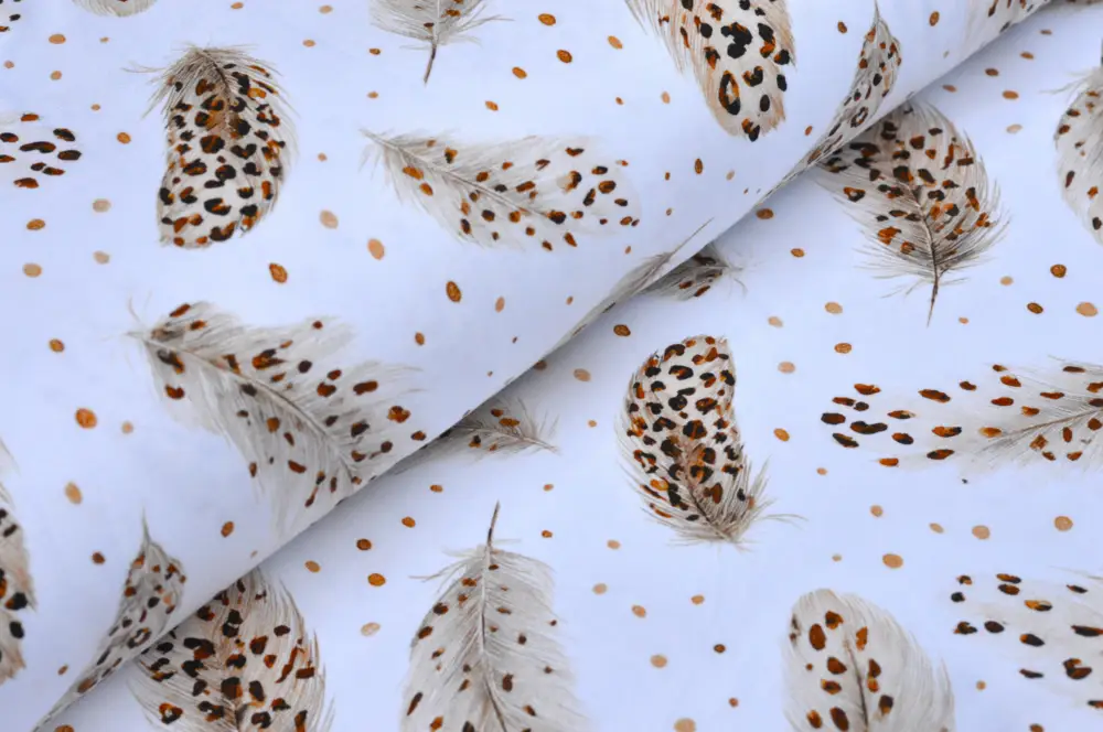 Digitaljersey Eigenproduktion "Leopard Feathers" mit Federn im Leo Print - weiß Neu