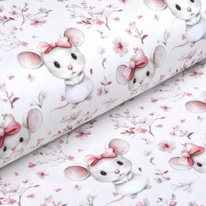Digitaljersey Eigenproduktion "Mathilda Maus" mit Blumen und Mäusen - nuderosa Knallerangebot