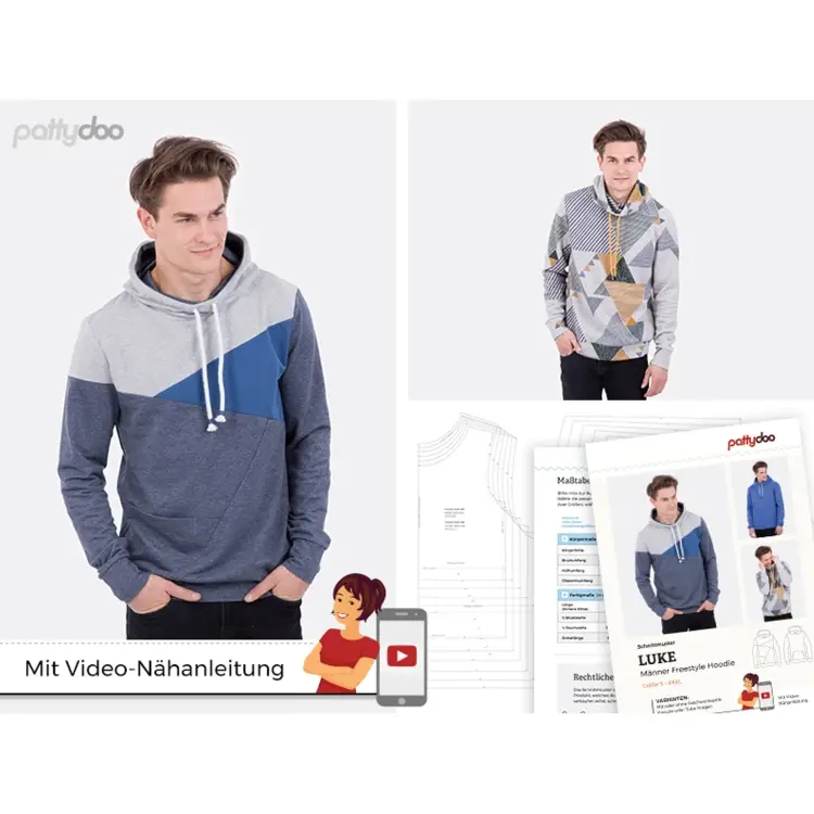 Online Kaufen pattydoo Freestyle Hoodie Luke Papierschnittmuster