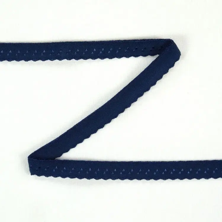 Elastisches Spitzen Einfassband mit Stickerei dunkelblau 12 mm Sichere Zahlung