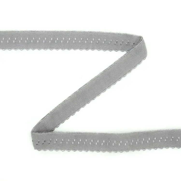 Elastisches Spitzen Einfassband mit Stickerei grau 12 mm Jetzt Bestellen