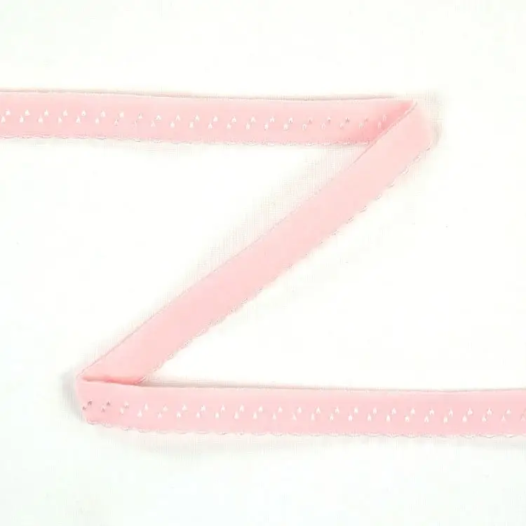 Preis Gesenkt Elastisches Spitzen-Einfassband mit Stickerei rosa 12 mm