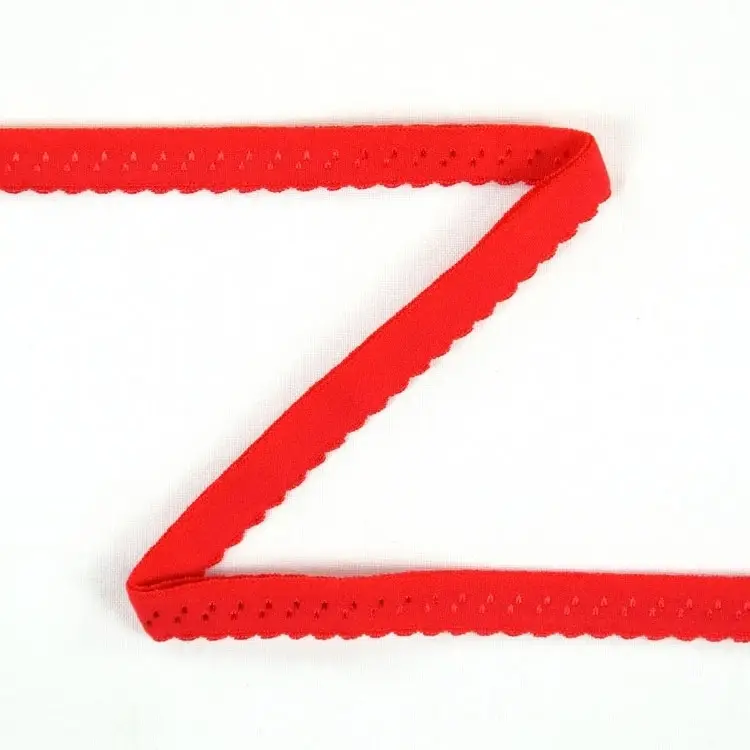 Elastisches Spitzen Einfassband mit Stickerei rot 12 mm Sonderaktion