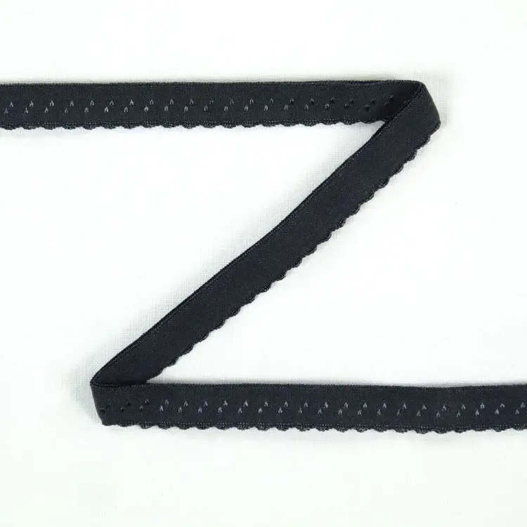 Elastisches Spitzen Einfassband mit Stickerei dunkelgrau 12 mm Neu Im Sortiment