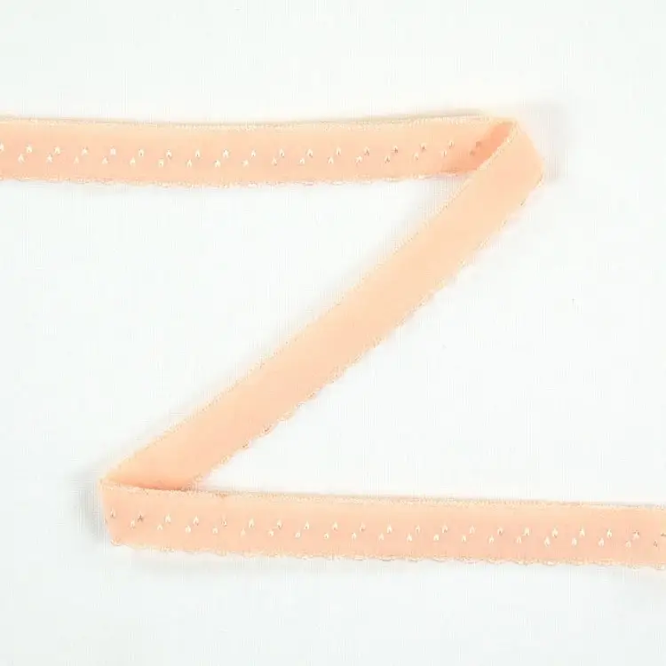 Elastisches Spitzen Einfassband mit Stickerei, apricot 12 mm Aktuell