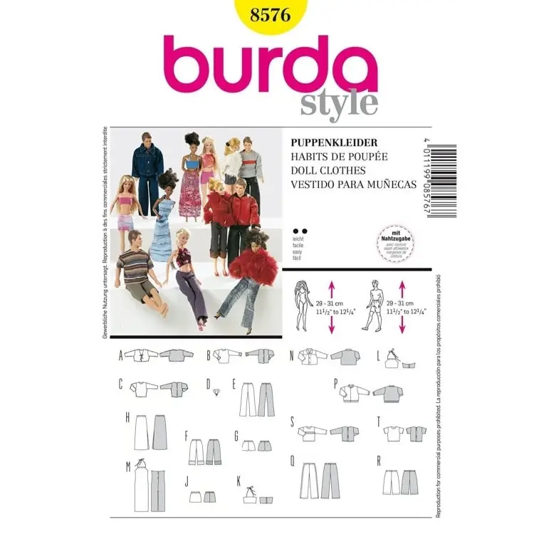 Schnittmuster Puppenkleider, Burda 8576 Wochenendangebot